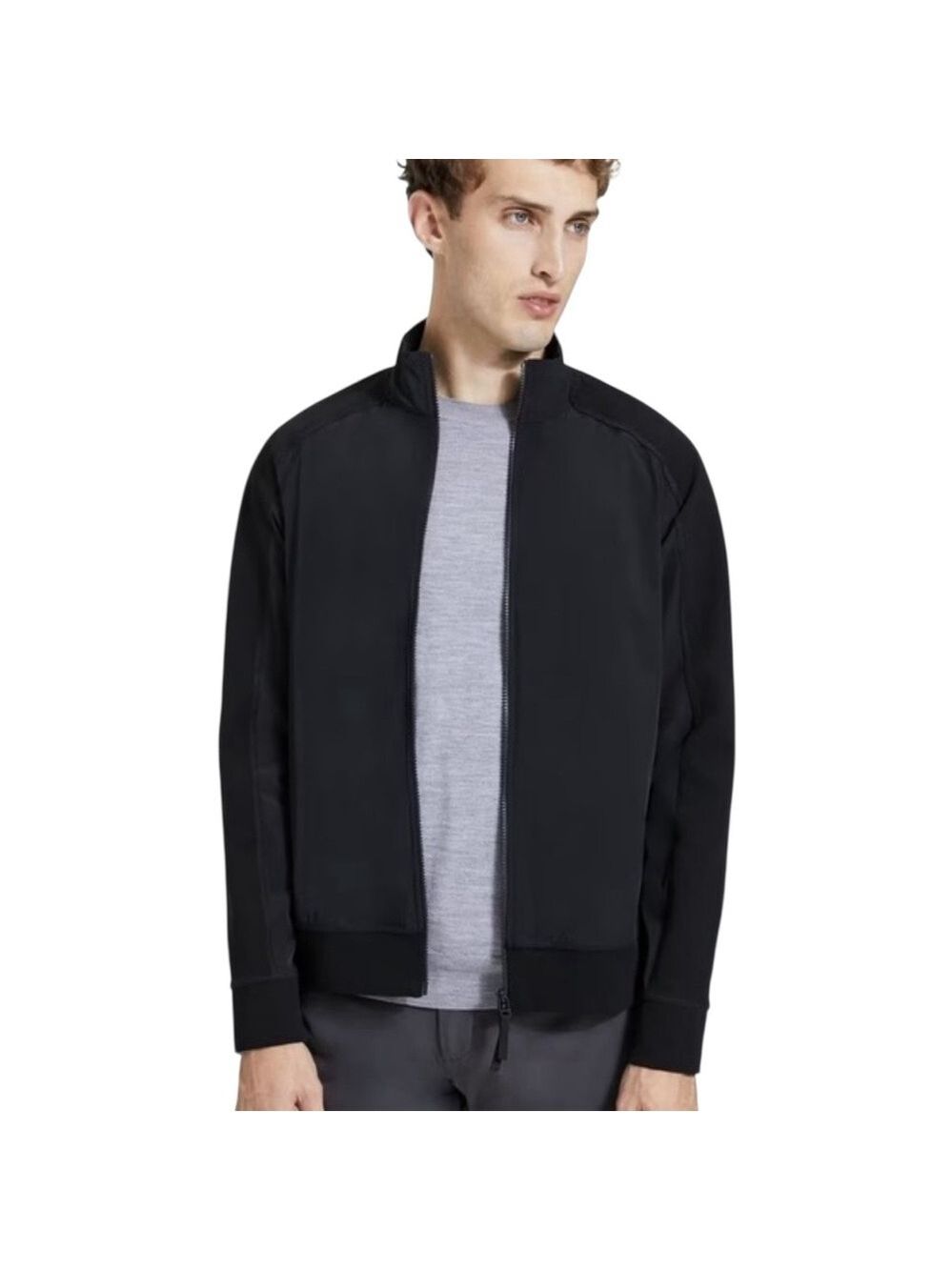 Theory Varick Paper Nylon Zip Jacket Mens Medium Black Lightweight Windbreaker